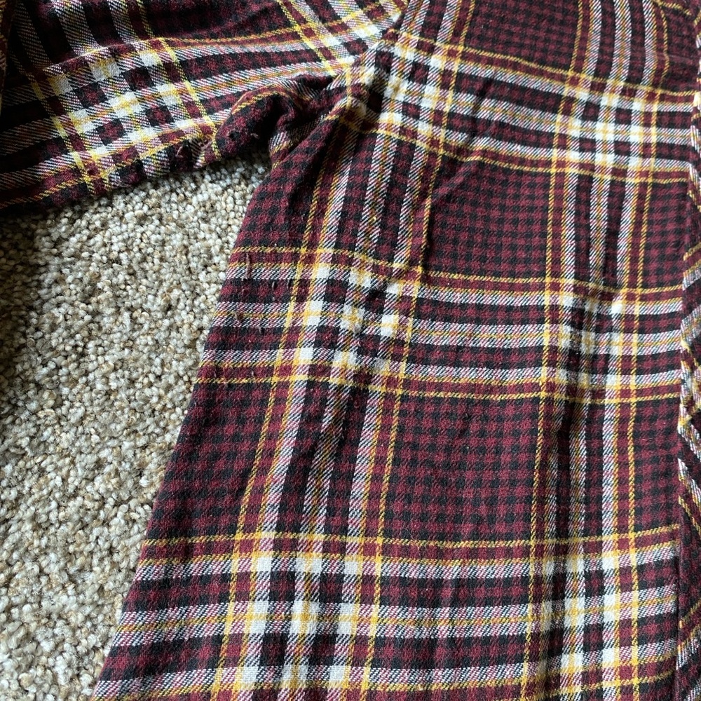 Doe & Rae Burgundy Plaid Shirt with Cream & Mustard Accents - Picture 3 of 3